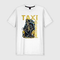 Мужская slim-футболка Таксист на подработке