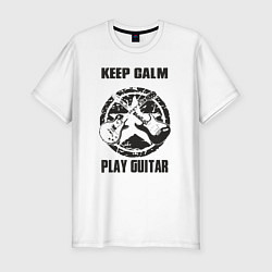 Футболка slim-fit Успокойся и играй на гитаре, цвет: белый