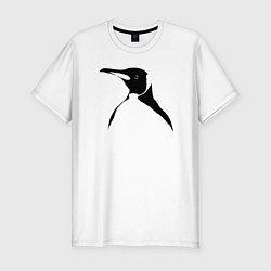 Мужская slim-футболка Пингвин в профиль трафарет
