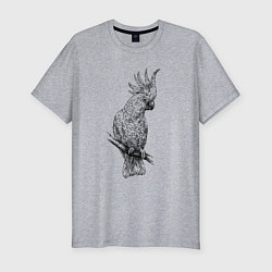 Мужская slim-футболка Попугай какаду на ветке