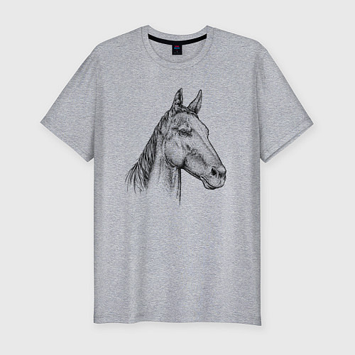 Мужская slim-футболка Голова коня / Меланж – фото 1