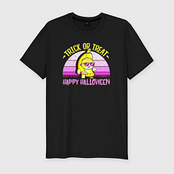 Футболка slim-fit Trick or treat happy halloween, цвет: черный