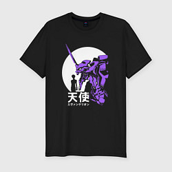 Футболка slim-fit Neon Genesis Evangelion retro, цвет: черный