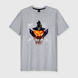 Футболка slim-fit Scary looking pumpkin with big swords, цвет: меланж