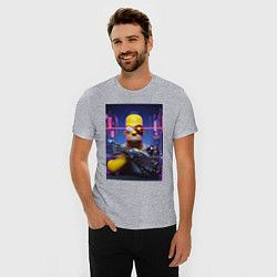 Футболка slim-fit Cyber Homer Simpson - ai art, цвет: меланж — фото 2