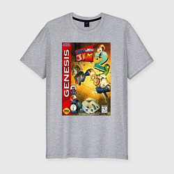 Мужская slim-футболка Earth worm jim 2 cover