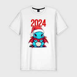 Мужская slim-футболка Милый дракончик 2024