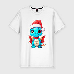 Мужская slim-футболка Сказочный новогодний дракоша