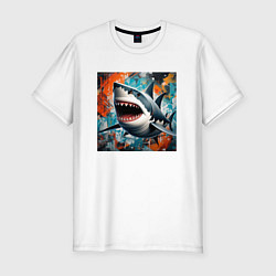 Мужская slim-футболка Зубастая акула