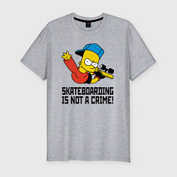 Мужская slim-футболка Барт Симпсон скейтбордист