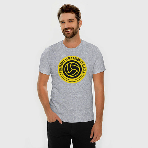 Мужская slim-футболка Волейбол любимое время года / Меланж – фото 3