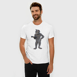 Футболка slim-fit Кот с гантелей, цвет: белый — фото 2
