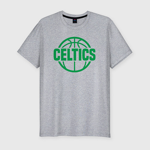 Мужская slim-футболка Celtics ball / Меланж – фото 1