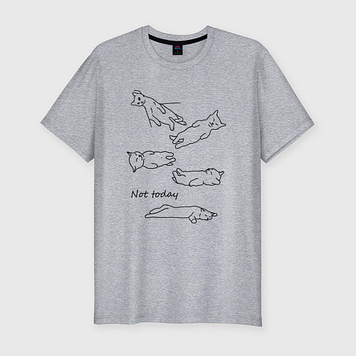 Мужская slim-футболка Not today спящие коты / Меланж – фото 1