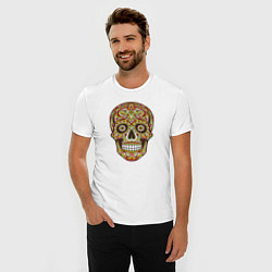 Футболка slim-fit Череп декоративный мексиканский, цвет: белый — фото 2