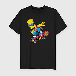 Мужская slim-футболка Bart Simpson on a skateboard - extreme