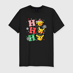 Мужская slim-футболка Pikachu ho ho ho