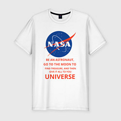 Футболка slim-fit Nasa полёт на луну, цвет: белый