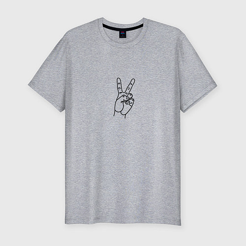 Мужская slim-футболка Два пальца пис / Меланж – фото 1