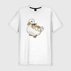 Футболка slim-fit Утка с другом котёнком, цвет: белый
