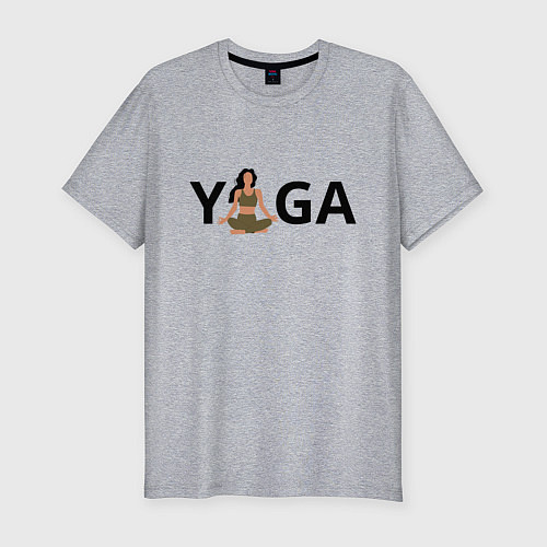 Мужская slim-футболка Йога - девушка / Меланж – фото 1