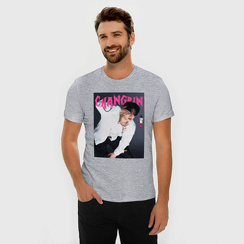 Мужская slim-футболка Changbin Rock Star Stray Kids / Меланж – фото 3