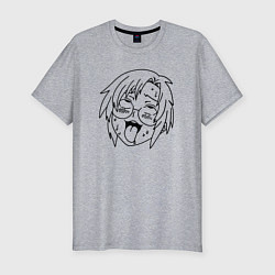 Мужская slim-футболка Пошлая аниме девочка в очках