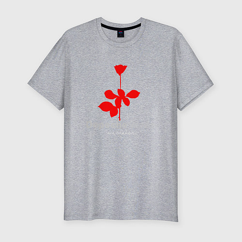 Мужская slim-футболка Depeche Mode - Violator rose logo / Меланж – фото 1