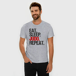 Футболка slim-fit Eat sleep judo repeat, цвет: меланж — фото 2