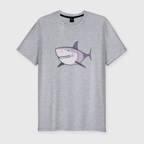 Мужская slim-футболка Акула с молнией / Меланж – фото 1