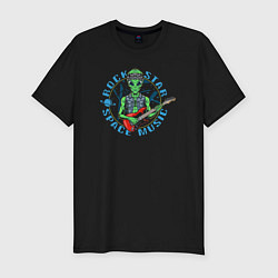 Мужская slim-футболка Rock star space music inscription