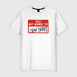 Мужская slim-футболка Hi my name is