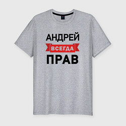 Футболка slim-fit Прав всегда Андрей, цвет: меланж