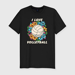 Футболка slim-fit I love volleyball, цвет: черный