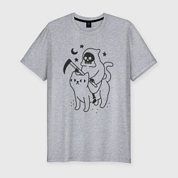 Мужская slim-футболка Смерть на коте