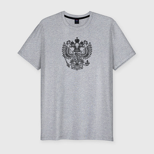 Мужская slim-футболка Герб России двухглавый орел / Меланж – фото 1