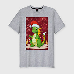Футболка slim-fit Рождественский дракон, цвет: меланж