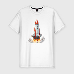 Мужская slim-футболка Запуск космического корабля