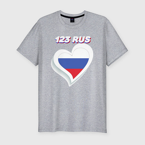 Мужская slim-футболка 123 регион Краснодарский край / Меланж – фото 1