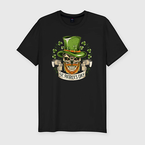 Мужская slim-футболка St Patrick day / Черный – фото 1