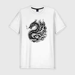 Мужская slim-футболка Японский дракон - ирезуми