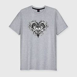 Мужская slim-футболка Сердце узоры