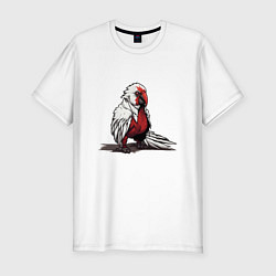 Мужская slim-футболка Красный попугай