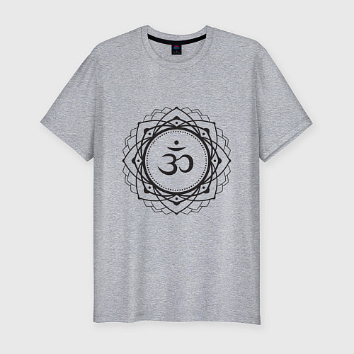 Мужская slim-футболка Сахасрара чакра - символ аюрведы / Меланж – фото 1