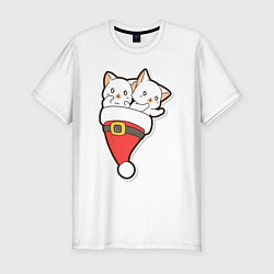 Мужская slim-футболка Вдвоем веселее с котиками