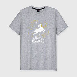 Мужская slim-футболка Unicorn christmas