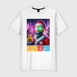 Футболка slim-fit Simpson new year - cyberpunk, цвет: белый