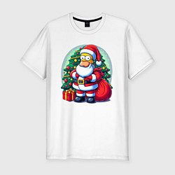 Футболка slim-fit Santa Simpson - ai art, цвет: белый