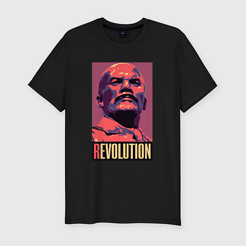 Мужская slim-футболка Lenin revolution / Черный – фото 1
