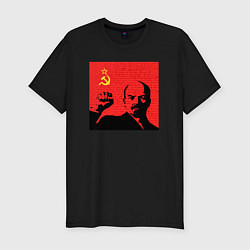 Мужская slim-футболка Lenin in red